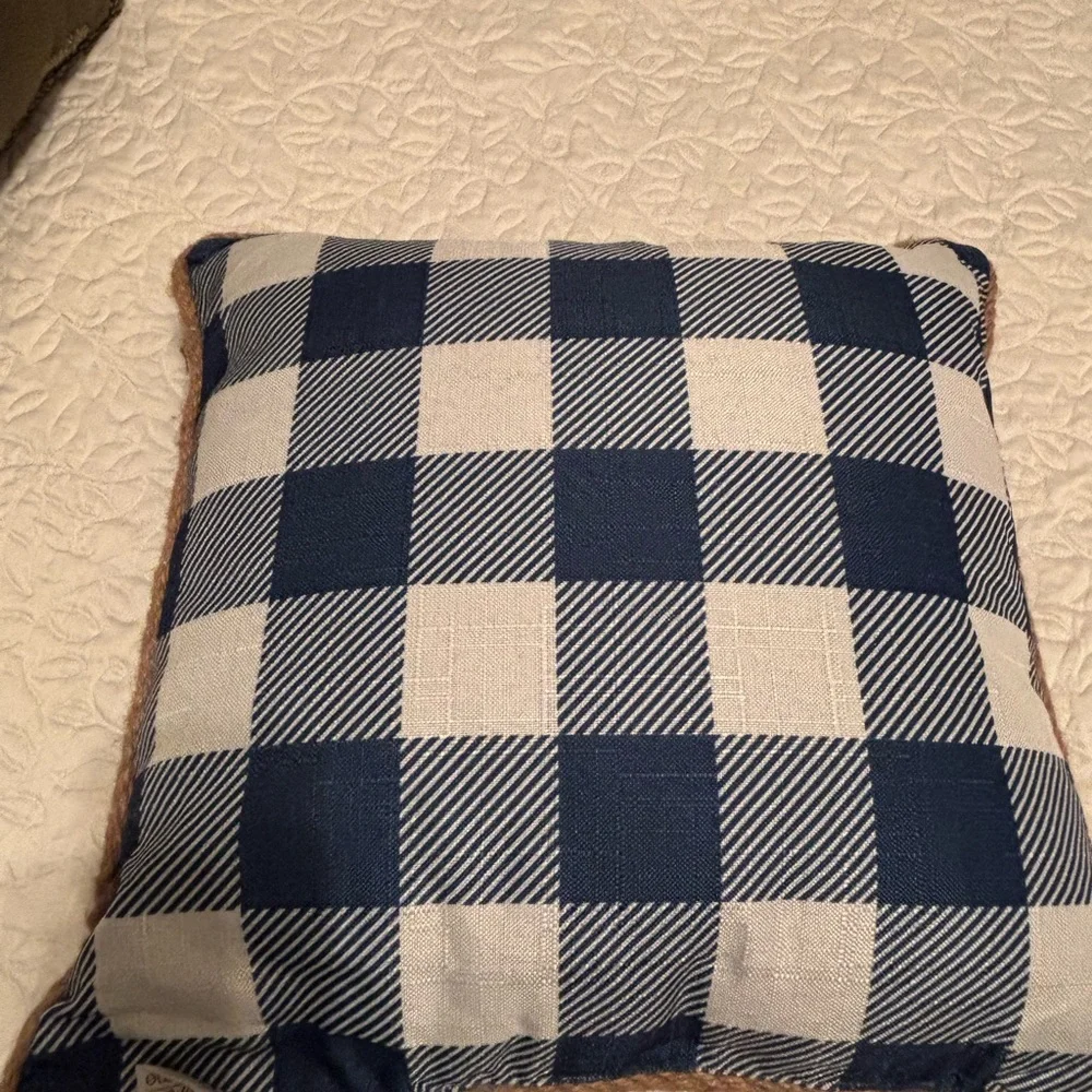 Navy Blue Beach Themed Throw Pillow